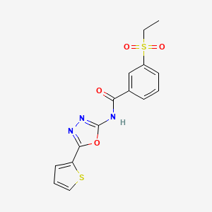 molecular formula C15H13N3O4S2 B2557610 3-(Ethansulfonyl)-N-[5-(Thiophen-2-yl)-1,3,4-oxadiazol-2-yl]benzamid CAS No. 886919-97-7