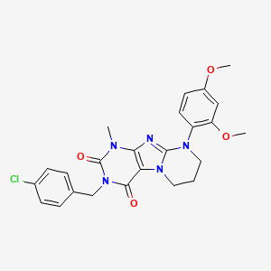 molecular formula C24H24ClN5O4 B2557611 3-[(4-氯苯基)甲基]-9-(2,4-二甲氧基苯基)-1-甲基-7,8-二氢-6H-嘌呤[7,8-a]嘧啶-2,4-二酮 CAS No. 877617-01-1