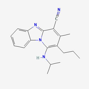 molecular formula C19H22N4 B2557613 3-Methyl-1-(propan-2-ylamino)-2-propylpyrido[1,2-a]benzimidazole-4-carbonitrile CAS No. 861651-99-2