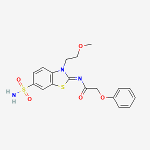 N-[3-(2-methoxyethyl)-6-sulfamoyl-1,3-benzothiazol-2-ylidene]-2-phenoxyacetamide