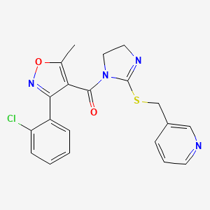 (3-(2-chlorophenyl)-5-methylisoxazol-4-yl)(2-((pyridin-3-ylmethyl)thio)-4,5-dihydro-1H-imidazol-1-yl)methanone