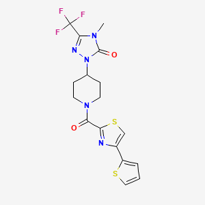 molecular formula C17H16F3N5O2S2 B2557638 4-甲基-1-(1-(4-(噻吩-2-基)噻唑-2-羰基)哌啶-4-基)-3-(三氟甲基)-1H-1,2,4-三唑-5(4H)-酮 CAS No. 2034329-67-2