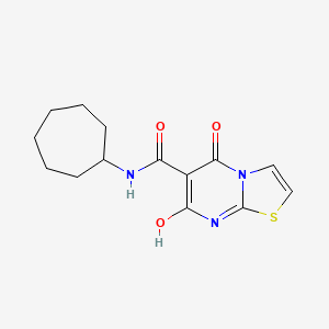 molecular formula C14H17N3O3S B2557650 N-シクロヘプチル-7-ヒドロキシ-5-オキソ-5H-チアゾロ[3,2-a]ピリミジン-6-カルボキサミド CAS No. 898431-57-7