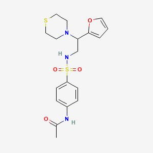 molecular formula C18H23N3O4S2 B2557651 N-(4-(N-(2-(呋喃-2-基)-2-硫代吗啉乙基)磺酰胺基)苯基)乙酰胺 CAS No. 2034399-08-9