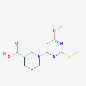 molecular formula C13H19N3O3S B2557653 1-(6-Ethoxy-2-(methylthio)pyrimidin-4-yl)piperidine-3-carboxylic acid CAS No. 1353987-35-5