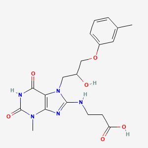 molecular formula C19H23N5O6 B2557660 3-((7-(2-hydroxy-3-(m-tolyloxy)propyl)-3-methyl-2,6-dioxo-2,3,6,7-tetrahydro-1H-purin-8-yl)amino)propanoic acid CAS No. 941937-74-2