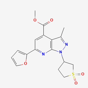 molecular formula C17H17N3O5S B2557666 1-(1,1-dióxidotetrahidrotiofeno-3-il)-6-(furano-2-il)-3-metil-1H-pirazolo[3,4-b]piridina-4-carboxilato de metilo CAS No. 1040635-98-0