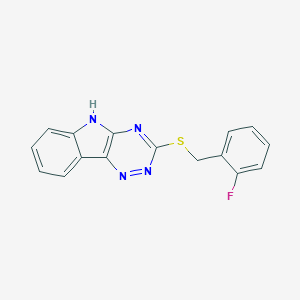 molecular formula C16H11FN4S B255767 3-((2-fluorobenzyl)thio)-5H-[1,2,4]triazino[5,6-b]indole 