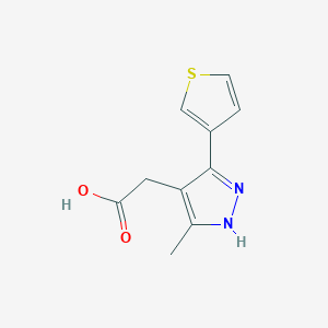 B2557671 [5-methyl-3-(thiophen-3-yl)-1H-pyrazol-4-yl]acetic acid CAS No. 1491132-49-0