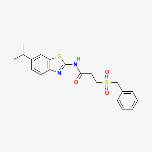 molecular formula C20H22N2O3S2 B2557676 3-(ベンジルスルホニル)-N-(6-イソプロピルベンゾ[d]チアゾール-2-イル)プロパンアミド CAS No. 923448-38-8