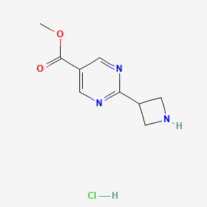 molecular formula C9H12ClN3O2 B2557679 盐酸 2-(氮杂环丁-3-基)嘧啶-5-甲酸甲酯 CAS No. 1958101-03-5