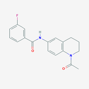 molecular formula C18H17FN2O2 B2557681 3-氟代苯甲酰基-N-(1-乙酰基-3,4-二氢-2H-喹啉-6-基) CAS No. 941960-08-3
