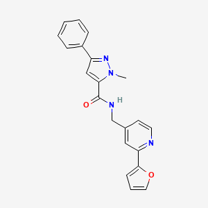 N-((2-(furan-2-yl)pyridin-4-yl)methyl)-1-methyl-3-phenyl-1H-pyrazole-5-carboxamide