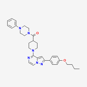 molecular formula C32H38N6O2 B2557688 2-(4-Butoxyphenyl)-4-{4-[(4-phenylpiperazin-1-yl)carbonyl]piperidin-1-yl}pyrazolo[1,5-a]pyrazine CAS No. 951551-16-9