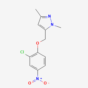 molecular formula C12H12ClN3O3 B2557703 5-[(2-chloro-4-nitrophenoxy)methyl]-1,3-dimethyl-1H-pyrazole CAS No. 1310379-46-4