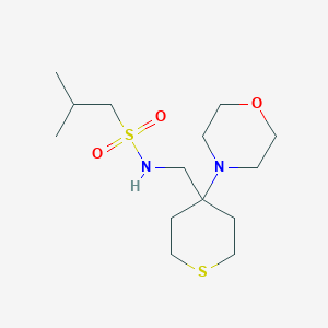 molecular formula C14H28N2O3S2 B2557706 2-Methyl-N-[(4-morpholin-4-ylthian-4-yl)methyl]propane-1-sulfonamide CAS No. 2380167-65-5