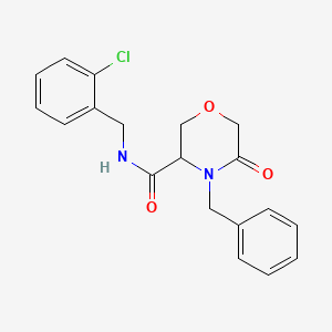 molecular formula C19H19ClN2O3 B2557710 4-benzyl-N-(2-chlorobenzyl)-5-oxomorpholine-3-carboxamide CAS No. 1351587-82-0