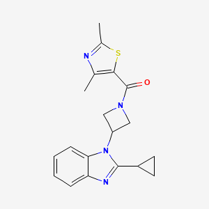 molecular formula C19H20N4OS B2557715 [3-(2-Cyclopropylbenzimidazol-1-yl)azetidin-1-yl]-(2,4-dimethyl-1,3-thiazol-5-yl)methanone CAS No. 2380063-46-5