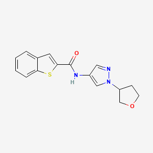 molecular formula C16H15N3O2S B2557717 N-(1-(tetrahydrofuran-3-yl)-1H-pyrazol-4-yl)benzo[b]thiophene-2-carboxamide CAS No. 1797090-56-2