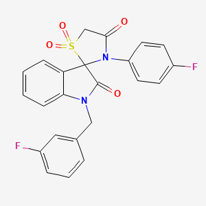 molecular formula C23H16F2N2O4S B2557728 3-(4-Fluorophenyl)-1'-[(3-fluorophenyl)methyl]-1,1-dioxo-spiro[1,3-thiazolidine-2,3'-indoline]-2',4-dione CAS No. 894876-20-1