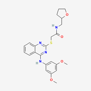 molecular formula C23H26N4O4S B2557729 2-[4-(3,5-dimethoxyanilino)quinazolin-2-yl]sulfanyl-N-(oxolan-2-ylmethyl)acetamide CAS No. 913512-72-8
