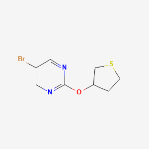 molecular formula C8H9BrN2OS B2557730 5-溴-2-(硫代环丙烷-3-氧基)嘧啶 CAS No. 2168295-32-5