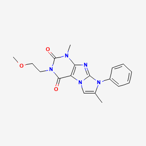 molecular formula C18H19N5O3 B2557737 2-(2-Methoxyethyl)-4,7-dimethyl-6-phenylpurino[7,8-a]imidazole-1,3-dione CAS No. 900273-47-4