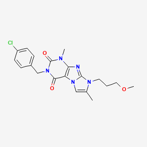 molecular formula C20H22ClN5O3 B2557742 3-(4-chlorobenzyl)-8-(3-méthoxypropyl)-1,7-diméthyl-1H-imidazo[2,1-f]purine-2,4(3H,8H)-dione CAS No. 887466-09-3