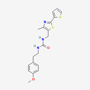 molecular formula C19H21N3O2S2 B2557748 1-(4-Metoxifenil-etil)-3-((4-metil-2-(tiofen-2-il)tiazol-5-il)metil)urea CAS No. 1396687-48-1