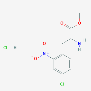 molecular formula C10H12Cl2N2O4 B2557750 Methyl 2-amino-3-(4-chloro-2-nitrophenyl)propanoate;hydrochloride CAS No. 2580186-42-9