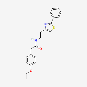 molecular formula C21H22N2O2S B2557751 2-(4-ethoxyphenyl)-N-[2-(2-phenyl-1,3-thiazol-4-yl)ethyl]acetamide CAS No. 863512-93-0