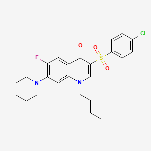 molecular formula C24H26ClFN2O3S B2557752 1-butyl-3-((4-chlorophenyl)sulfonyl)-6-fluoro-7-(piperidin-1-yl)quinolin-4(1H)-one CAS No. 892777-12-7