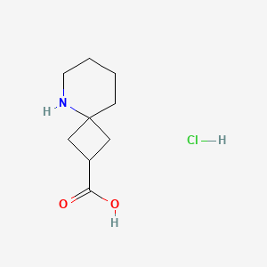 molecular formula C9H16ClNO2 B2557762 5-氮杂螺[3.5]壬烷-2-羧酸；盐酸盐 CAS No. 2377031-85-9