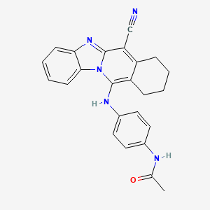 molecular formula C24H21N5O B2557770 N-{4-[(6-cyano-7,8,9,10-tetrahydrobenzimidazo[1,2-b]isoquinolin-11-yl)amino]phenyl}acetamide CAS No. 459792-02-0
