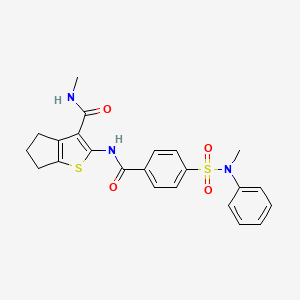 molecular formula C23H23N3O4S2 B2557774 N-methyl-2-[(4-{[methyl(phenyl)amino]sulfonyl}benzoyl)amino]-5,6-dihydro-4H-cyclopenta[b]thiophene-3-carboxamide CAS No. 893099-26-8
