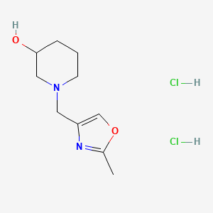 molecular formula C10H18Cl2N2O2 B2557778 1-((2-Methyloxazol-4-yl)methyl)piperidin-3-ol dihydrochloride CAS No. 2320931-36-8