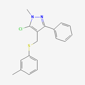 molecular formula C18H17ClN2S B2557781 5-氯-1-甲基-4-[{[(3-甲基苯基)硫代]甲基}-3-苯基-1H-吡唑 CAS No. 318234-15-0