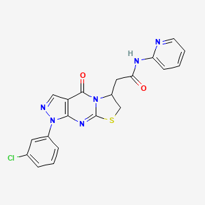 2-[6-(3-Chlorophenyl)-2-oxo-10-thia-1,5,6,8-tetrazatricyclo[7.3.0.03,7]dodeca-3(7),4,8-trien-12-yl]-N-pyridin-2-ylacetamide