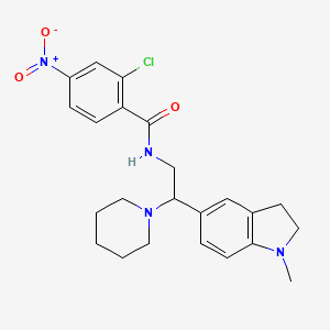 molecular formula C23H27ClN4O3 B2557795 2-chloro-N-(2-(1-methylindolin-5-yl)-2-(piperidin-1-yl)ethyl)-4-nitrobenzamide CAS No. 921893-31-4