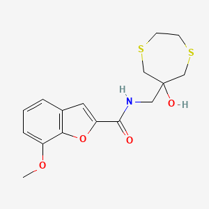 molecular formula C16H19NO4S2 B2557799 N-[(6-Hydroxy-1,4-dithiepan-6-yl)methyl]-7-methoxy-1-benzofuran-2-carboxamide CAS No. 2415539-91-0