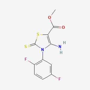 molecular formula C11H8F2N2O2S2 B2557806 Methyl 4-amino-3-(2,5-difluorophenyl)-2-thioxo-2,3-dihydro-1,3-thiazole-5-carboxylate CAS No. 689772-18-7