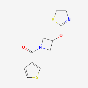 molecular formula C11H10N2O2S2 B2557810 (3-(噻唑-2-氧基)氮杂环丁-1-基)(噻吩-3-基)甲酮 CAS No. 1797741-30-0