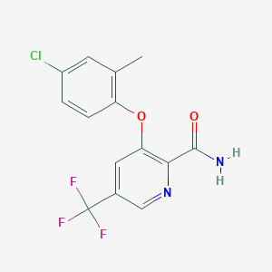molecular formula C14H10ClF3N2O2 B2557822 3-(4-Chloro-2-methylphenoxy)-5-(trifluoromethyl)pyridine-2-carboxamide CAS No. 338968-19-7