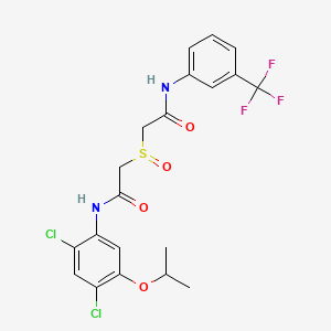 molecular formula C20H19Cl2F3N2O4S B2557830 2-[2-(2,4-dichloro-5-propan-2-yloxyanilino)-2-oxoethyl]sulfinyl-N-[3-(trifluoromethyl)phenyl]acetamide CAS No. 341964-76-9