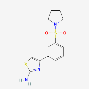 molecular formula C13H15N3O2S2 B2557845 4-(3-(Pyrrolidin-1-ylsulfonyl)phenyl)thiazol-2-amine CAS No. 879643-66-0
