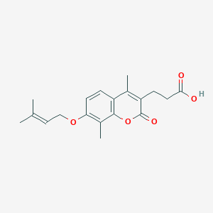 molecular formula C19H22O5 B2557849 3-{4,8-二甲基-7-[(3-甲基丁-2-烯-1-基)氧基]-2-氧代-2H-香豆素-3-基}丙酸 CAS No. 858753-23-8