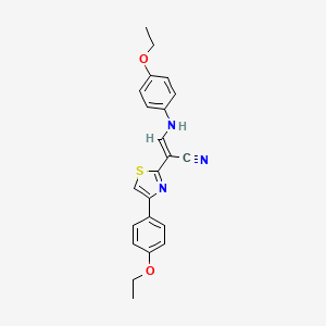 molecular formula C22H21N3O2S B2557865 (E)-3-((4-乙氧基苯基)氨基)-2-(4-(4-乙氧基苯基)噻唑-2-基)丙烯腈 CAS No. 373612-65-8