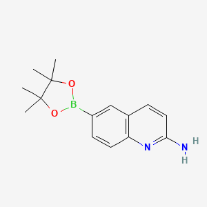 molecular formula C15H19BN2O2 B2557871 6-(Tetramethyl-1,3,2-dioxaborolan-2-yl)quinolin-2-amine CAS No. 2161304-72-7