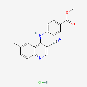 molecular formula C19H16ClN3O2 B2557880 盐酸甲基4-((3-氰基-6-甲基喹啉-4-基)氨基)苯甲酸酯 CAS No. 1331266-16-0