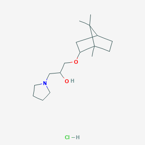 molecular formula C17H32ClNO2 B2557881 1-(pyrrolidin-1-yl)-3-(((1S,4R)-1,7,7-trimethylbicyclo[2.2.1]heptan-2-yl)oxy)propan-2-ol hydrochloride CAS No. 1212106-82-5
